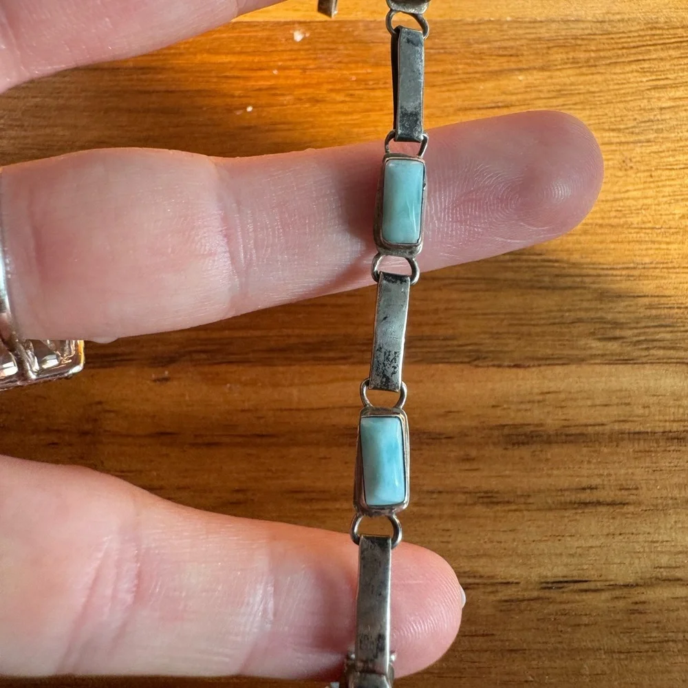 Sterling Silver and Larimar Bracelet 6.75
